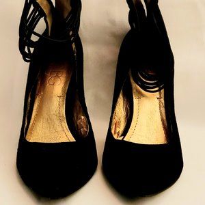 Well worn BCBG Paris Suede Ankle Strap Heels